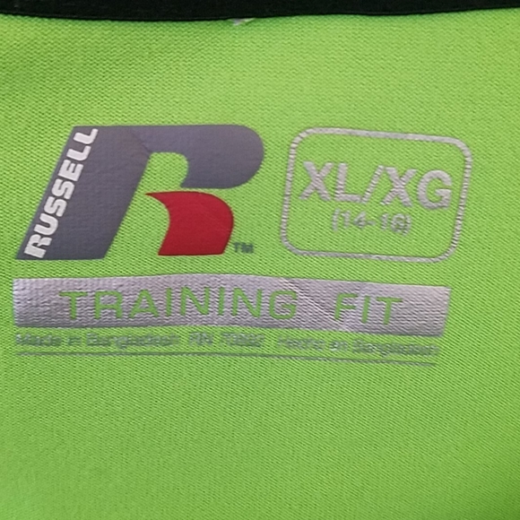NWOT Russell Neon green stretch 3/4 workout tee XL - Picture 3 of 3